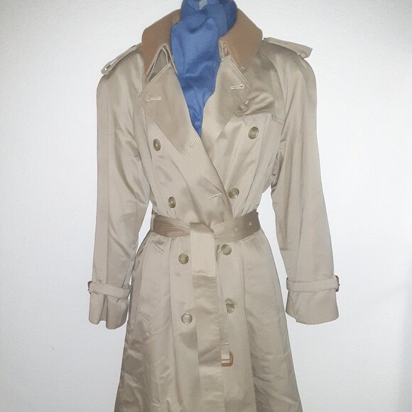 Khaki Tan Lined Camel Hair Over Coat / Trench * Evan-Picone * Details * Sz 10? - Picture 10 of 14